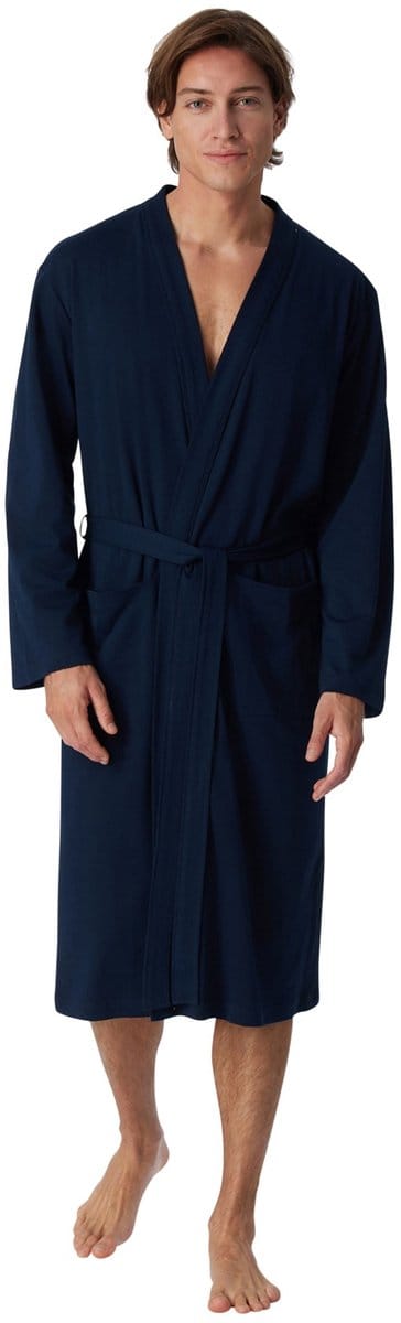 SCHIESSER Essentials badjas - heren badjas fine interlock donkerblauw