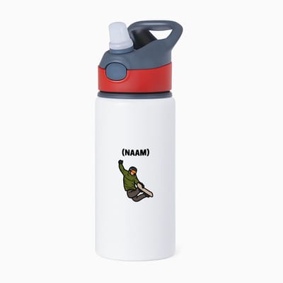 Hacebo® - Snowboard met eigen naam waterfles met rietje rood - Snowboarden - Snowboarders - Wintersport - water fles - 650ML