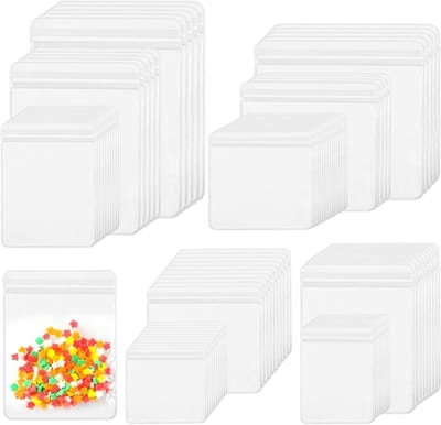 100 Stuks Zelfsluitende Celofaanzakjes in 10 Maten voor Koekjes, Snoep en Cadeaus - Herbruikbare Verpakkingen voor Feestjes en Kerstmis