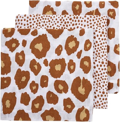 Set van 3 Hydrofile Baby Luiers - 100% Biologisch Katoen, Superzacht en Sneldrogend, 70 x 70 cm, Populaire Dierenprints