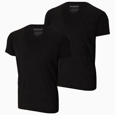 Bamboo Elements - T Shirt Heren - Diepe V Hals - Zwart - S - 2 Pack - Slim Fit - Bamboe Ondershirt