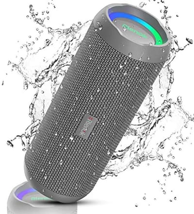 RIENOK Bluetooth Speaker with Light, Bluetooth 5.3, Music Box, Bass, Wireless Box with IPX7 Waterproof, Stereo Sound, Portable