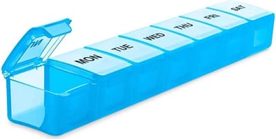 Repus - 7 dagen Pillendoosje - Medicijnendoosje - 7 vakken - Opbergdoos voor medicijnen/pillen - Vitamines - Kleur: Blauw