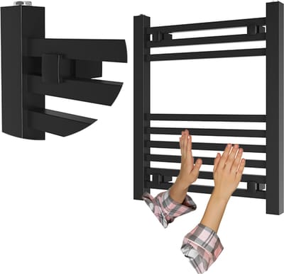 Granitan Handdoekradiator Bergen - 60x50cm - Zwart - Ladderdesign - Badkamer Verwarming - CV Radiator