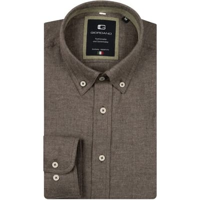 Giordano Overhemd Loretto Button-Down Melange Flanel Twill Kitt / male