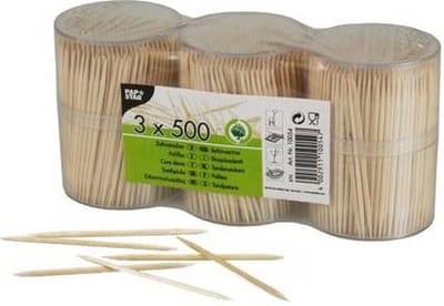 Papstar tandenstoker, 3 kokers van 500 stuks
