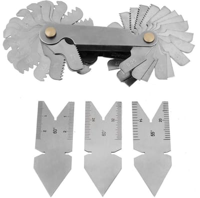 Dailygoods- Draadmeetgereedschap Precieze Metrische/Imperiale Metingen - Roestvrij Stalen Set - 60/55 Graden Centermeters - Ergonomisch Ontwerp - Duurzaam en Betrouwbaar - Schroefdraadmeter