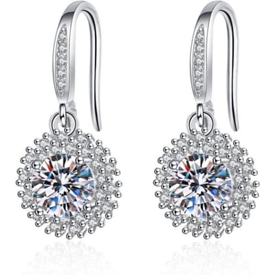 Boucles d'oreilles pendantes en argent 925 pour femmes, clous d'oreilles en gypsophile sertis de diamants, créoles, bijoux, cadeau de festival gray