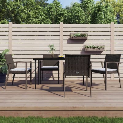 vidaXL - 5-delige - Tuinset - met - kussens - poly - rattan - en - staal