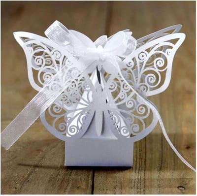 50 Stuks Geschenkdoosjes met Vlinders en Strikken, Lasergesneden Bonbonnières voor Bruiloft, Verjaardag en Feestdecoratie, Chocoladedozen voor Cadeaus