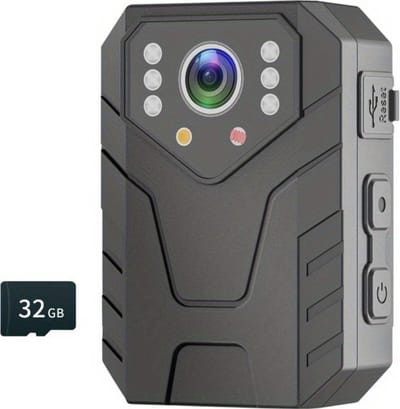 Livano Bodycam - Politie - Chest Camera - Spy Camera - Spy Cam - Verborgen Camera - Spionage Camera - Action Camera - HD + 32GB Opslag