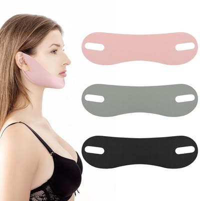 3 Stuks Kaakband - Correctiemiddel voor Een Dubbele Kin - V-Lijn Liftmasker - Kaaklijnvormer - Afslanken - Onderkin Trainer - Jawline Trainer - Afslank Band - Onderkin en Kaaklijn - Zwart, Roze, Groen