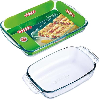 2x Glazen ovenschaal 1,2 liter 21 x 21 x 6,5 cm en 3,7 liter 40 x 27 x 5,5 cm - Ovenschotel schalen – Bakvorm