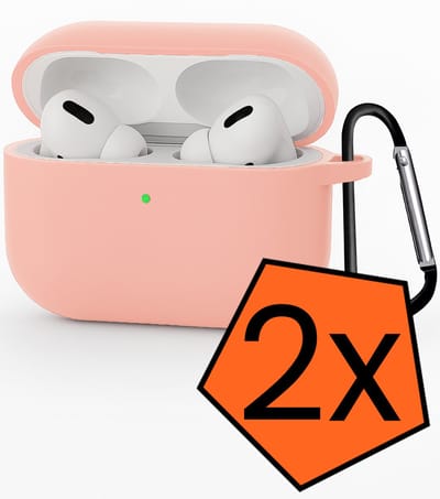 Hoesje - Geschikt voor Apple Airpods Pro 3 - met Clip - Siliconen Hoes - Silicone Case Cover - Lichtroze