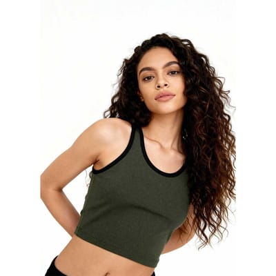 Geribbelde Mouwloze Crop Top