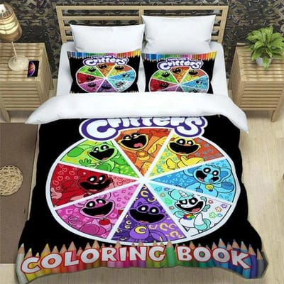 3D Cartoon S-smiling critters Beddengoedsets Exquise bedbenodigdhedenset Dekbedovertrek Dekbedset Beddengoedset Luxe Verjaardagscadeau 150x200cm 3pcs