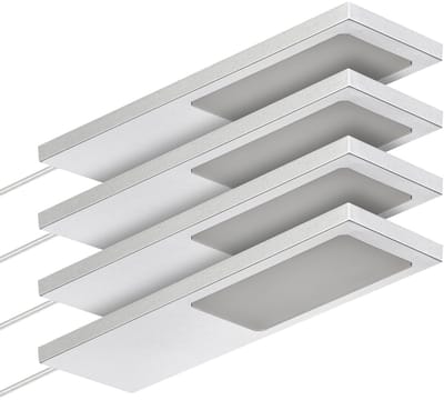 SOTECH set van 4 LED-meubellampen GIULIA II zonder sensor zilvergrijs, 4000K neutraal wit incl. transformator & verdeler Onderkastverlichting