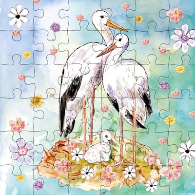 Puzzel wenskaart - Animal Friends - Wenskaart met Puzzel - JPC028- Storks
