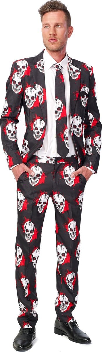 Suitmeister Skulls Blood - Heren Pak - Halloween Kostuum - Verkleedkleding - Zwart - Maat M