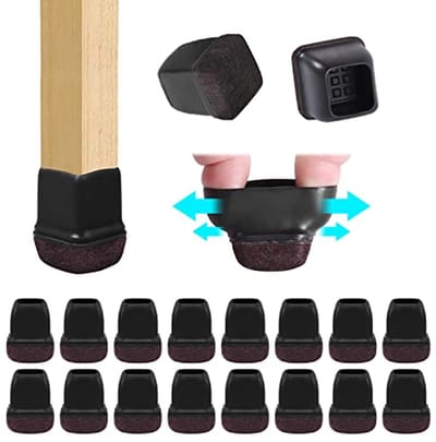 Stoelpoten Beschermdoppen met Vilt en Rubber - Meubelbeschermers voor Hardhouten Vloeren (14-19 mm, 16 Stuks)