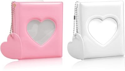 Set van 2 stuks 3 Inch Mini Fotoalbum, kleine Kpop fotokaartmap, Kpop fotokaarthouder boek, fotokaart ID houder (40 vakjes), Geschikt voor Kpop fotokaarten