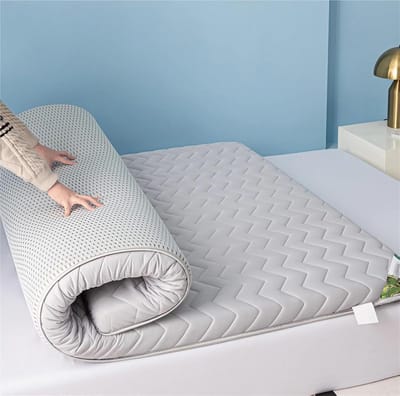 Japanse futonmatras - Oprolbare vloermat - Comfortabel slapen - Ademend vierlaags ontwerp - 70 x 190 cm - Grijs