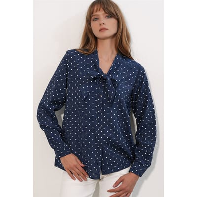 Gestippelde Poplin Blouse