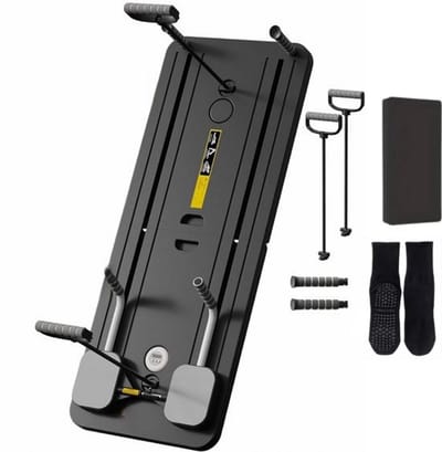 Pilates board - Pilates reformer - Pilates bord - buikspier en oefenbord - 10 in 1 - Opvouwbare Pilates Set - Home Workout - Multifunctioneel Fitness Board - pilates training - Set met Mat - met sokken - zwart