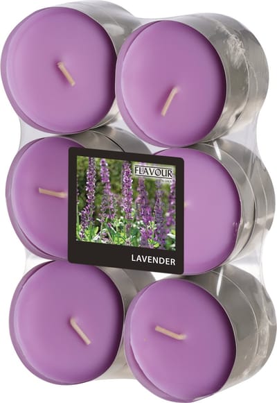 Conpax Candles Geur theelichtjes/waxinelichtjes - Maxi - 12x - lavendel aroma - 8 branduren