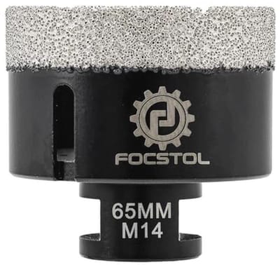 Diamant tegelboor 65 mm voor porselein, keramiek, tegels, marmer, graniet en steen met M14 schroefdraad