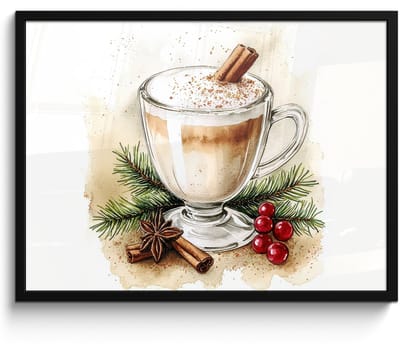 Poster in lijst - Fotolijst 70x50 cm - Posters - Winter - Koffie - Warm - Decoratie - Posterlijst zwart - Decoratie - Wanddecoratie woonkamer - Muurdecoratie slaapkamer