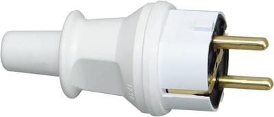 Geaarde stekker met knikbescherming - IP44 spatwaterdicht, 250 V (16 A), breukvast, arctisch wit