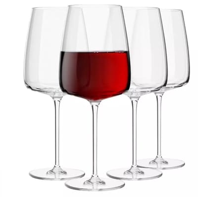 KROSNO | Rode wijnglazen | Set van 4 stuks - 600 ml | Moderne collectie | Loodvrij kristalglas, drinkglazen als huwelijkscadeau, perfect voor thuis, restaurant en keuken, vaatwasmachinebestendig