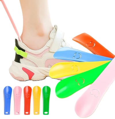 Set van 5 Mini Schoenlepels – Kleurrijke Portable Shoehorn – 15 cm – Blauw, Roze, Rood, Geel & Groen | Lichtgewicht & Duurzaam | Ergonomisch Ontwerp | Voor Mannen, Vrouwen, Kinderen & Senioren