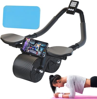 Abdominale Wiel - Buikspier Trainer - Thuis Sporten - Automatische Rebound - 25x33 cm - Zwart