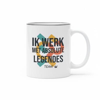 Teamwaardering Tekst Mok 330 ml – “Ik Werk Met Absolute Legendes” – Keramische Koffie- en Theemok voor Collega’s & Teams