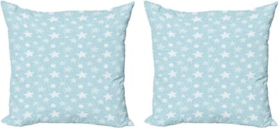 ABAKUHAUS Decoratieve kussenhoes Blue Sky, 2 stuks, moderne accenten, dubbelzijdige digitale print, 60x60 cm, licht kadettenblauw wit
