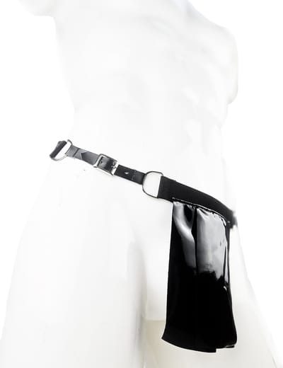 BamBella® String Man - sexy ondergoed Lingerie Heren XS -Open voorkant onderbroek Datex (Mix latex en stof) - Zwart mannen string Imitatie leer SM BDSM kleding