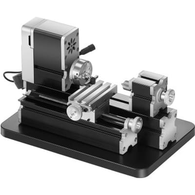 VEVOR Mini Metaaldraaibank 70x130 mm, Freesmachine 20.000 tpm, 36 W Hoogwaardige Motor, 3-klauwplaat, Didactische Metaaldraaibank met Beschermkap voor het Bewerken van Precisieonderdelen