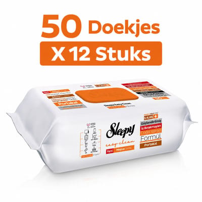 Sleepy Easy Clean Fruit Series Sinaasappel Schoonmaakdoekjes 50 Vellen x 12 Stucks – Dikke Reinigingsdoekjes voor Keuken, Badkamer & Auto
