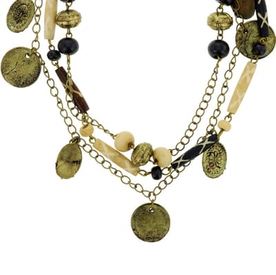 Behave - Lange antiek goudkleurige ketting met hangers - 58 cm