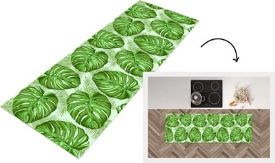 Keukenloper - Loper keuken - Monstera - Palmblad - Patronen - 150x50 cm - Keukenloper vinyl