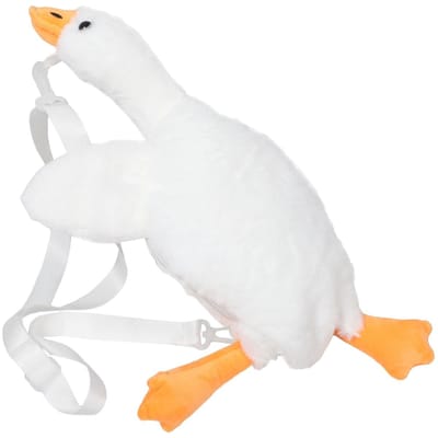 Dailygoods - Schattige pluche schoudertas wit met ganzenmotief zacht pluche materiaal schoudertas voor vrouwen meisjes dagelijks cadeau