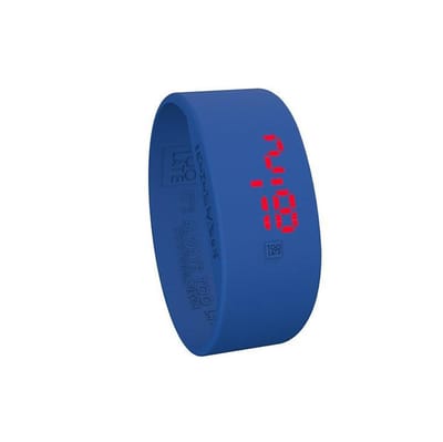 TOO LATE - siliconen horloge - LED WATCH BIG BROTHER - breed 24 mm - electro blue M