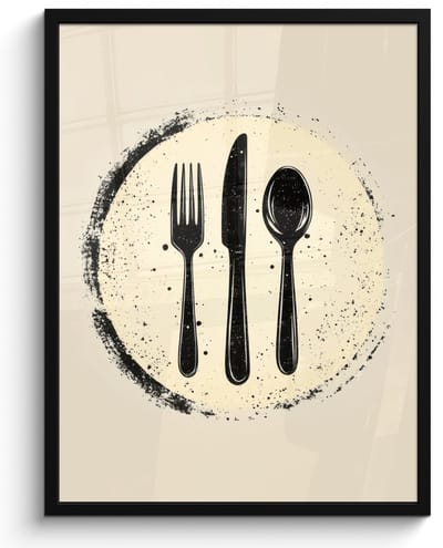 Poster in lijst - Fotolijst 50x70 cm - Posters - Zwart - Bestek - Rondje - Posterlijst zwart - Decoratie - Wanddecoratie woonkamer - Muurdecoratie slaapkamer