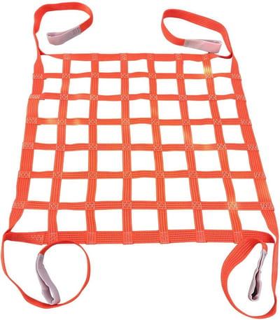 Hijsnnet met Riemen - Vrachtnet Polyester - Veilig Lasten Verplaatsen - Fel Oranje Zichtbaarheid - 1 x 1 m - Oranje