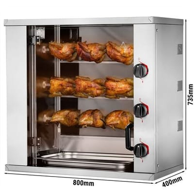 GGM Gastro Elektro Mini-Hähnchengrill - 6,6 kW - mit 3 Spießen für bis zu 9 Hähnchen Zilver