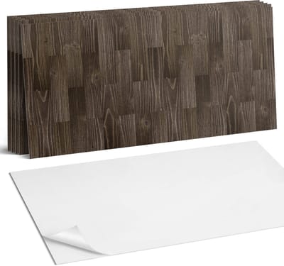 Coloray Plaktegels - Houten plankpatroon Wandtegel Zelfklevend - 60 cm x 30 cm - Zwart Plaktegels - 6 stuks - Rechthoek PVC Tegels - Plaktegels Keuken - Zelfklevende Vloertegels Badkamer - Vinyl Tegels Zelfklevend - Zelfklevende Wandtegels