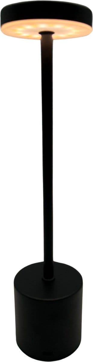 Cozy Creations Tafellamp - H34 cm - Tafellamp USB-C Oplaadbaar - 3 lichtkleuren - 5 á 6 uur licht - Dimbaar en Draadloos - Touch Lamp - Zwart