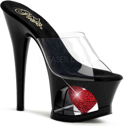 Pleaser - MOON-701HRS Muiltjes - Paaldans schoenen - 41 Shoes - Zwart/Rood